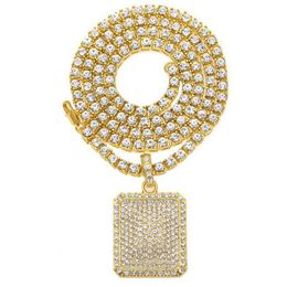 Hip Hop Grote Maat Dog Tag Volledige Crystal Strass Hanger Kettingen Bling Bling Sieraden 24 inch Tennisketting Voor Mannen Vrouwen