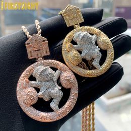 Lettre hip hop All Profit World Is Mine Pendant Collier Iced Out Bling 5a CZ Zircon Dollar Sac charme Mens Rock Jewelry 240226