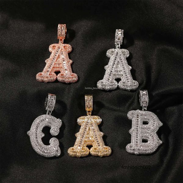 Collier de lettre de hip hop diamant cristal sucre épines de bijoux rose en or