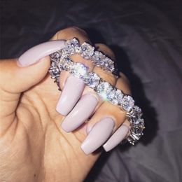 Hiphop link ketting 14k wit goud gevuld 8mm ronde diamant schilderen volledige armbanden voor vrouwen mannen luxe edelsteen armband handgemaakte sieraden