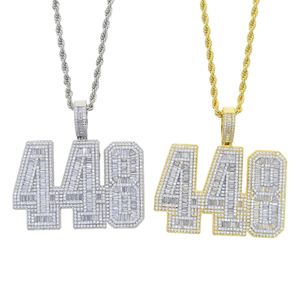 Hiphop geluksgetal 448 hangerketting met diamanten herenketting