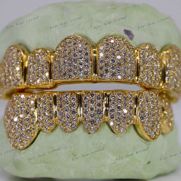 Hip Hop Luxury Moissanite Ice Diamond Grillz Dents Sterling Silver Bling Iced Out Grills Mens Grillz pour les dents