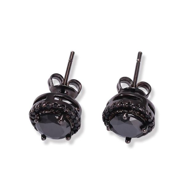 Hip hop hommes noir argent CZ boucles d'oreilles rondes pour hommes femmes vis arrière bijoux à la mode 9mm x 9mm263i