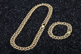 Hip Hop Men Bling Iced Out Link Chain Sieraden 18inch 20inch 24inch Rhinestone Fashion 14K Gold Silver Miami Cuban Chains kettingen5648225