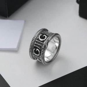 Hip hop mannen jongen 925 zilver Originele merk graveren G zwarte Ring Titanium Stalen letter Ringen Vrouwen meisje ontwerper zomer party Sieraden Dame Geschenken maat 6 7 8 9