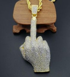 Hip Hop Men Color de oro Rhinestone Full Big Middle Pendants collares con cadena de 30 pulgadas de largo para la joyería del hombre KKA20425151382