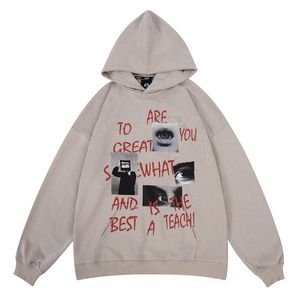 Hip Hop Men Hoodie Sweatshirt Streetwear Grafische letter Afdrukt Pullover Hooded 2022 Harajuku Fashion Casual Loose Cotton Hoodies