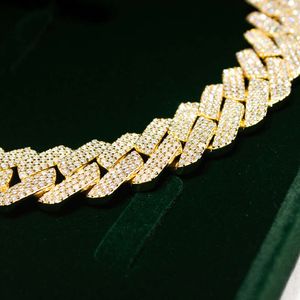 Hip Hop Men Bijoux 925 Silver 18K Gold plaqué 15 mm 3 lignes Iced VVS Moisanite Cuban Link Chains