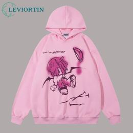 Hip Hop Men Hoodie Sweat-shirt Sweat-shirt drôle de dessin animé graphique Top d'automne HARAJUKU ANIME PLAIN