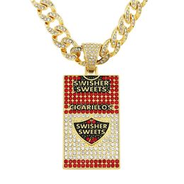 Hip Hop Men Rapper diamant pendentif collier brillant swisher bonbons boîte de bonbons pendentif plein zircon bijoux boîte de nuit accessoire pull clavicule chaîne cubaine 1805