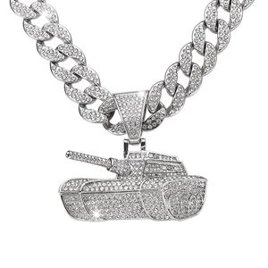 Hip Hop Mannen Rapper diamanten hanger ketting glanzende tank hanger zirkoon sieraden nachtclub accessoire Trui Cubaanse ketting 18inch 1960