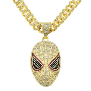 Hip Hop Mannen Rapper diamanten hanger ketting glanzend cartoon cool masker hanger micro-inzet zirkoon sieraden nachtclub accessoire Trui Sleutelbeen Cubaanse ketting 1645