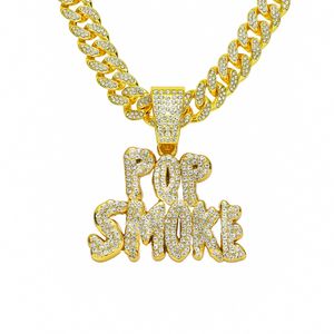 Hip Hop Men rapper diamant hanger ketting glanzende pop rookletters hanger micro-Inset zirkoon sieraden nachtclub accessoire trui sleutelbeen Cubaanse ketting 1685