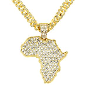 Hip Hop Men Rapper diamant pendentif collier brillant grande taille carte pendentif micro-encart zircon bijoux boîte de nuit accessoire pull clavicule chaîne cubaine 1796
