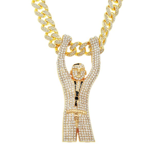 Hip Hop Hommes Rappeur diamant pendentif collier en argent brillant Acclamations gars pendentif zircon bijoux boîte de nuit accessoire Chandail Clavicule chaîne Cubaine 1788