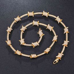 Hip-Hop-Männer- und Damen-Mesh-Halskette mit kubischem Zirkonia, Schmuck mit fester Rückseite, 8 mm Q0809
