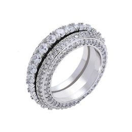 Hiphop heren en dames ringen vijf rij diamanten zwenkring ring ring s925 zilveren sieraden op maat
