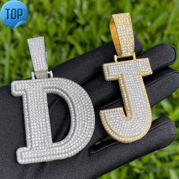 Hip Hop Diamond Letter Pendant Mens Full Diamond Collar personalizado Trend Letter Number Brass Zircon Plated 18K True Gold Necklace Pendant Envío gratis