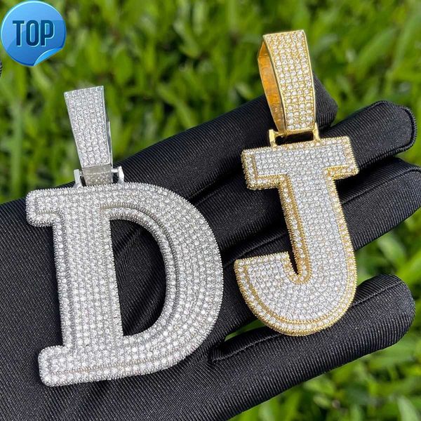 Hip Hop Diamant Lettre Pendentif Hommes Plein Diamant Collier Personnalisé Tendance Lettre Numéro En Laiton Zircon Plaqué Or Véritable 18K Collier Pendentif Livraison Gratuite