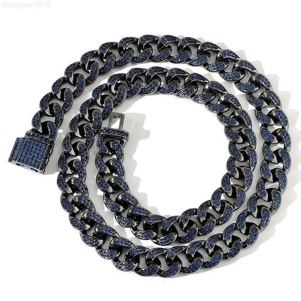 Hip Hop Hommes Populaires Porter Accessoires Or Noir Boucle Flip Bleu Zircon Chaîne Cubaine Bracelet Collier