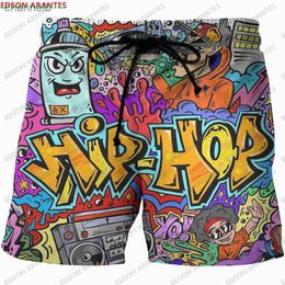 Hip Hop Hommes Shorts Personnalisé Graffiti Imprimer Plage Surf Shorts Streetwear Punk Rock Danse Rap Sports Bord Shorts Personnalisé S-6XL230519
