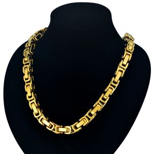 Collares de cadena bizantina de oro grueso para hombre de Hip Hop, cadenas de oro amarillo de 14k de Color dorado de 8mm para hombre, joyería 22 26 28