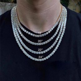 Hip Hop Mannen Tennis Ketting Ketting Sieraden Goud Diamant Iced Out Kettingen Lange Kettingen 5MM