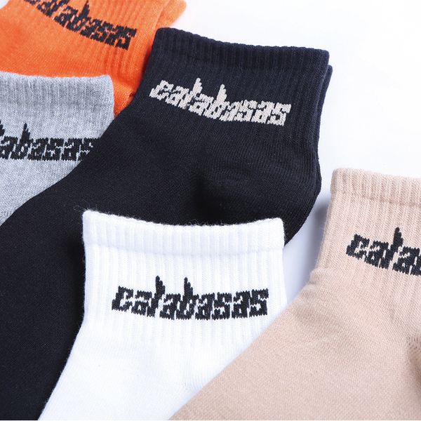 Hip Hop Hommes Femmes Chaussettes Calabasas Happy Meias Harajuku Calcetines Streetwear Casual Crew