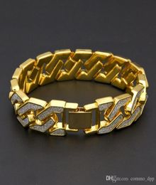 Bracelets de chaîne à la chaîne glacée Hip Hop Bling Crystal Diamond Gol Silver Cuban Link Wrap Brangle pour femmes rappeur Hiphop Jewel2348592