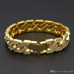 Bracelets à chaîne Iced Hip Hop Bling Crystal Diamond Gold Silver Cuban Link Wrap Brangle pour femmes rappeur Hiphop Jewel5883679