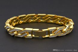 Bracelets de chaîne de chaîne glacée Hip Hop Bling Crystal Diamond Gol Silver Cuban Link Wrap Bangle pour femmes rappeur Hiphop Jewel9467482