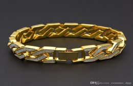 Bracelets à chaîne Iced Hip Hop Bling Crystal Diamond Gold Silver Cuban Link Wrap Brangle pour femmes rappeur Hiphop Jewel5482413
