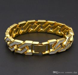 Bracelets à chaîne Iced Hip Hop Bling Crystal Diamond Gold Silver Cuban Link Wrap Brangle pour femmes Rappeur Hiphop Jewel1523909