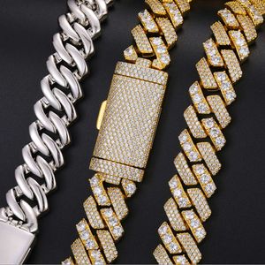 Hip Hop Heren Sieraden Ketting 10mm Moissanite 925 Zilveren Diamant Miami Chain Ice Cubaanse Link Chain Prong Iced Out Cubaanse