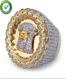 Hiphop heren sieraden ringen luxe vergulde micro verharde diamant cz farao ronde ringen brede bruiloft vinger ring kristal bling pu4050010