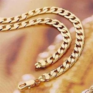 Hiphop heren echt massief 14k goud gevulde ketting Cubaanse schakelketting 24-26 inch NEW246h