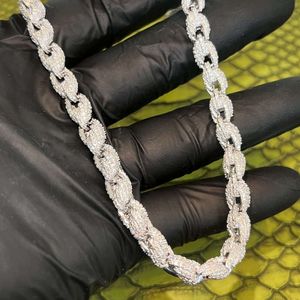 Hip Hop Miami Cuban Chain 12mm VVS Moissanite Diamond Custom Silver Iced Out Necklace