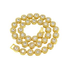 Hiphop minimalistische 13 mm cirkelvormige centrum diamant met volledige ingelegde gouden ketting en speciaal aanbod voor directe verkoop