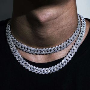 Collier cubain Hip Hop Moissanite Ice Out, chaîne à maillons en argent sterling 925