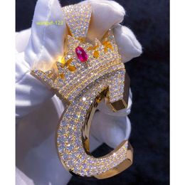 Hiphop moissaniet hanger bling luxe ijs uit moissanite sieraden aangepaste hanger s925 zilveren diamant charme voor ketting