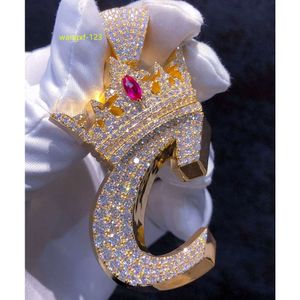 Hiphop moissaniet hanger bling luxe ijs uit moissanite sieraden aangepaste hanger s925 zilveren diamant charme voor ketting
