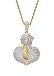 Hip Hop Money Sac Diamonds Pendants Colliers pour hommes Femmes Femmes Luxury Designer Dollar Pendants 18K Collier de zircons en cuivre plaqué d'or5122965