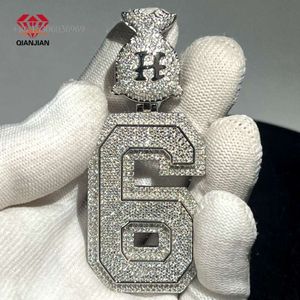Hip Hop Mossanite diamant argent faisant lettre glacé personnalisé bijoux fins Moissanite pendentif