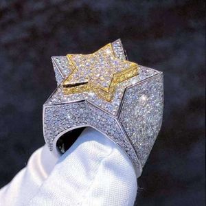 Hip Hop Mossanite Sieraden Sterling Sier 3D Stervorm Iced Out 14K Goud VVS Moissanite Ring Mannen