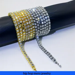 collier hip hop pour hommes chaîne en or glacé chaînes cubaines chaîne de tennis 5mm diamant bijoux alliage plaqué chaîne cubaine collier