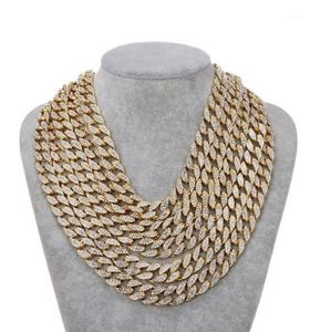 Hip Hop ketting sieraden Miami Curb Cuban Link Chain Handhals zilveren ijs gevarrende bling rhinestone cz rapper cadeau voor mannen dames chain2825172