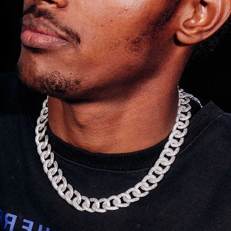 Naszyjnik hip -hopowy łańcuch moissanitowy S925 Srebrny platynowy plated punkowy kubański naszyjnik dla mężczyzn