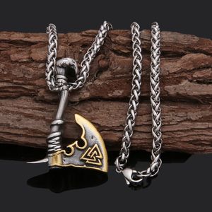 Collier Hip Hop en acier inoxydable, pendentif hache transfrontalier, nouvelle chaîne orchidée en titane et acier pour hommes