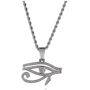 Hip Hop Kettingen AAA CZ Steen Verharde Bling Iced Out Oog van Horus Hangers Kettingen voor Mannen Rapper Jewelry269f