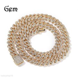 Hip Hop nouveau 10mm Zircon barre Cuba chaîne collier hommes personnalisé mode boîte boucle diamant